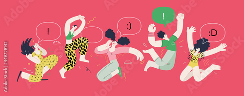 Happiness - happy people jumping in the air cheerfully