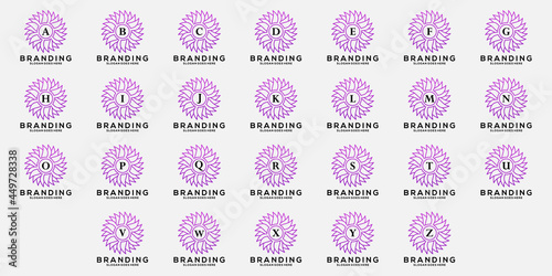 set letter a to z with flower ornament logo design