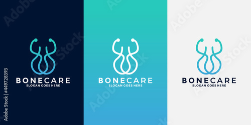 minimalist bone care logo design for hospital, doctor, health, care community