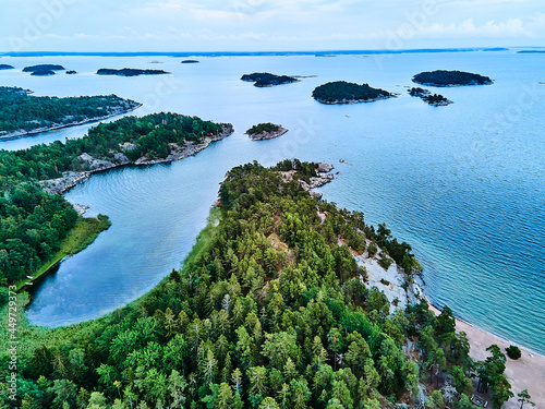 Canvas Print Björnö nature reserve in the evening with Torpesand a shallow sandy beach outsid