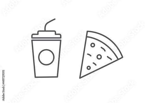Pizza and Coke Icons Template. Fast Food Symbol Vector Illustration
