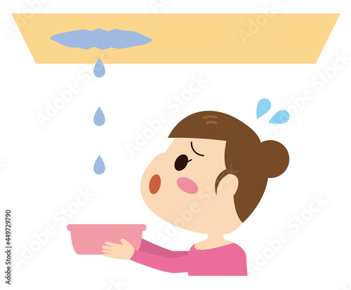 雨漏りに困る女性