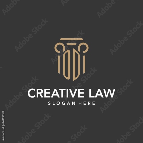 OD logo monogram with pillar style design