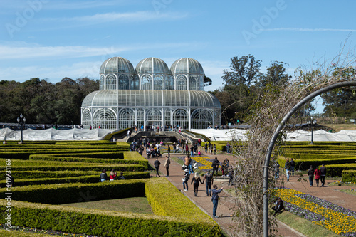 Curitiba - PR, Brazil - August 01, 2021: Botanical Garden of Curitiba. Traditional tourist spot visited on a sunny winter day in Curitiba, Paraná, Brazil
