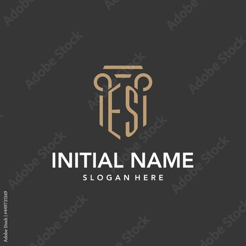 ES logo monogram with pillar style design