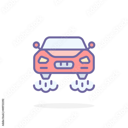 Flying car icon in filled outline style.