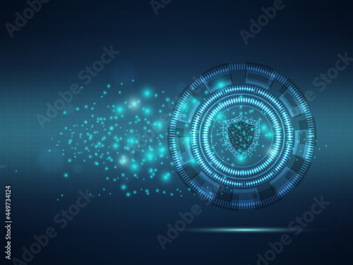 abstract futuristic protection with wireframe shield