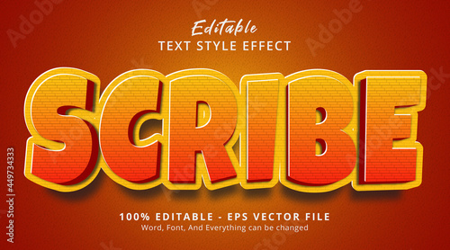 Editable text effect, Scribe text on popular color style effect