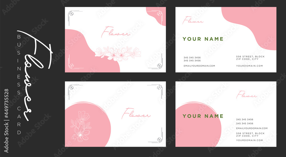 Modern and Elegant Business Card Design Template Pink Natural Feminine Beauty