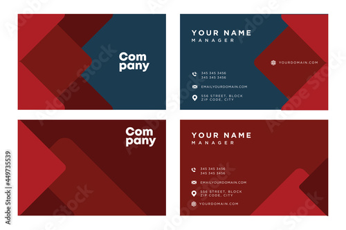 Red and Blue Modern and Elegant Business Card Design Template