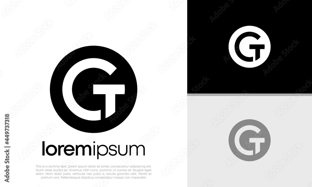 Initials GT logo design. Initial Letter Logo. Innovative high tech logo template.