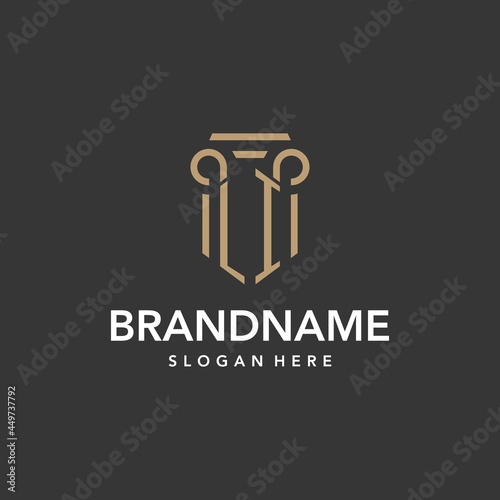 LI logo monogram with pillar style design