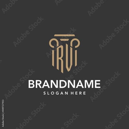 RV logo monogram with pillar style design