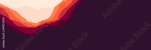 Landscape flat design vector illustration of mountain scenery good for web banner, blog banner, tourism poster design, tourism ads banner, social media template design and wallpaper design background	