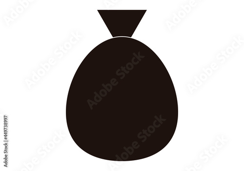 Icono de bolsa negra en fondo blanco.