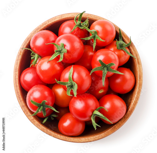 Bilde på lerret Cherry tomatoes in a plate on a white background, isolated