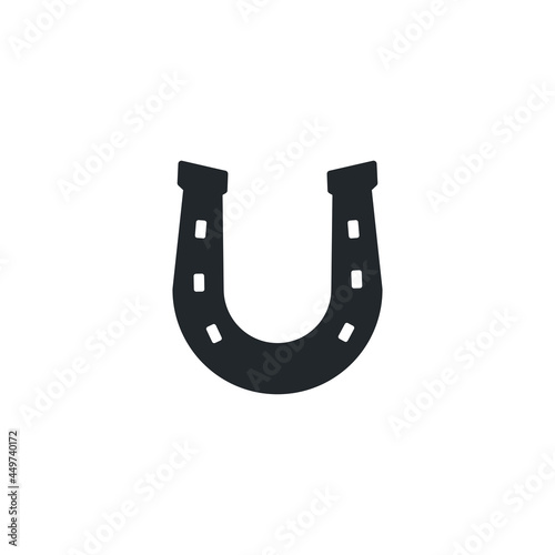 flat vector image on white background, horseshoe icon in black color, luck in finance