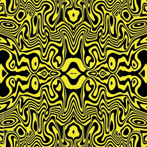 Vector graphic of seamless abstract pattern. Ornament with elements of black and yellow colors. Texture for Gift voucher  frames  certificate  currency  money design  etc. Award background.  