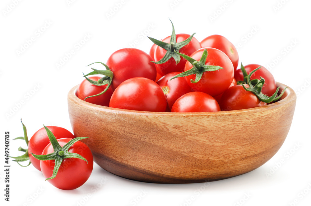 Cherry tomatoes in a plate on a white background. Isolated Cherry tomatoes in a plate on a white background. Isolated