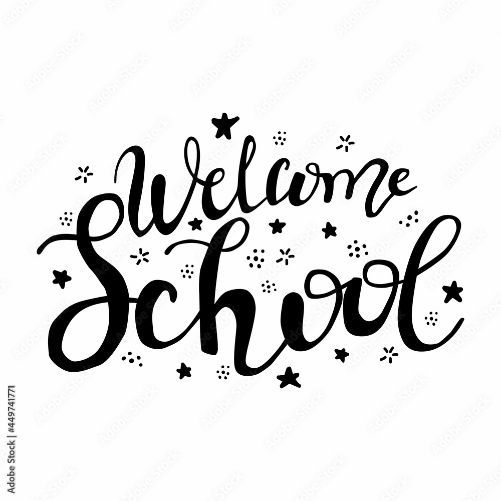 Welcome back to school brush lettering poster, banner, postcard design ...