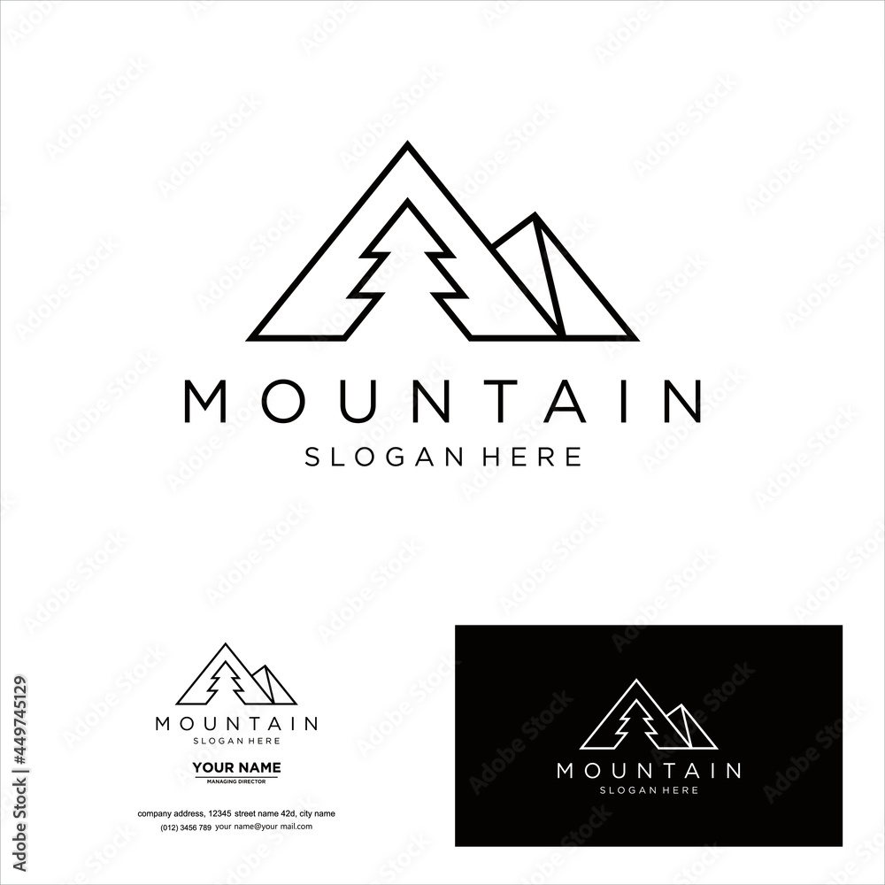 creative simple logo design line pine mountain creative simple logo design line pine mountain