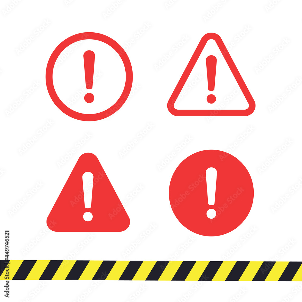 Danger sign flat design. Caution error icon. Danger sign flat design. Caution error icon.