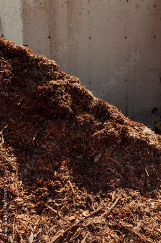 A large compost pile in the middle of a home garden