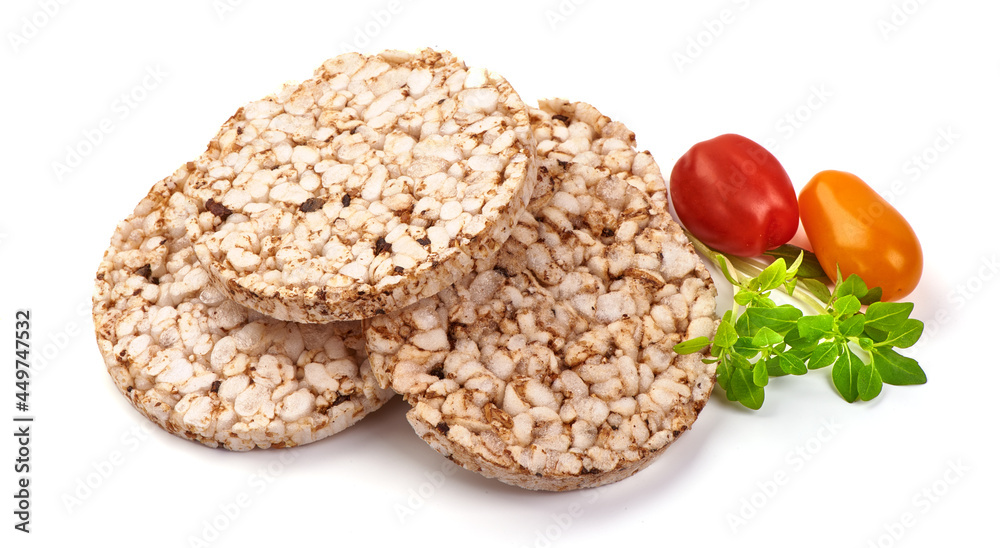 Rice cakes, corn biscuits, isolated on white background. Rice cakes, corn biscuits, isolated on white background.