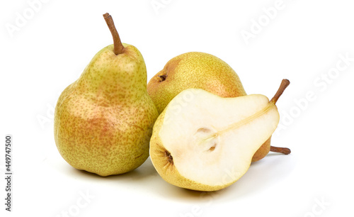 Juicy fresh ripe Williams pears, isolated on a white background.