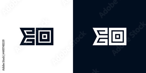 Minimal creative initial letters EO logo.