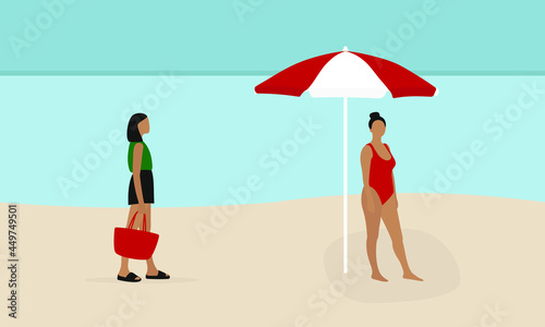Two female characters on the beach in summer