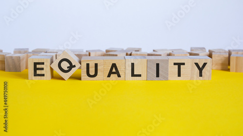 EQUALITY word made by letter blocks, concept