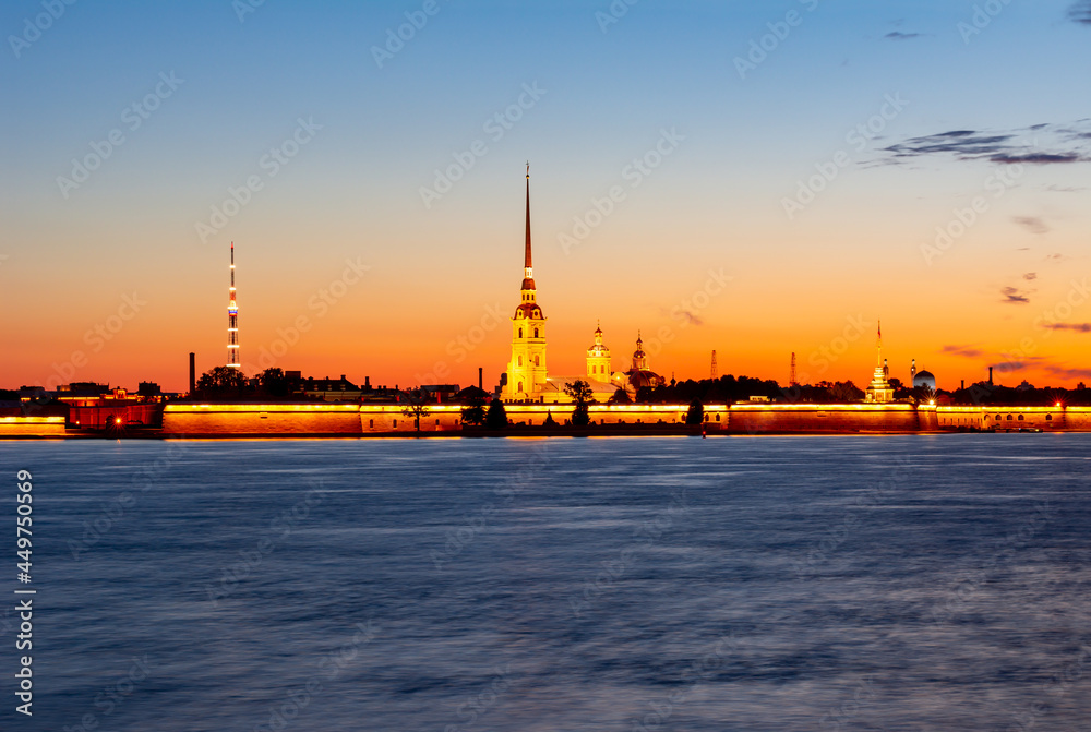 Peter and Paul fortress at white night, Saint Petersburg, Russia