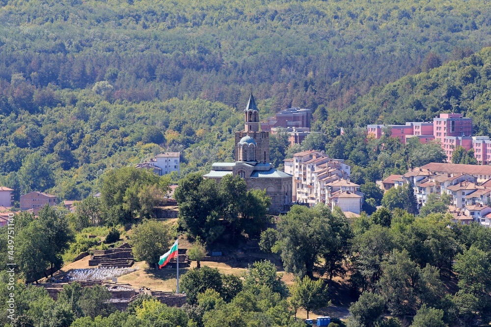 View of the Tsarevets fortress from a height. Veliko Tarnovo, Bulgaria.