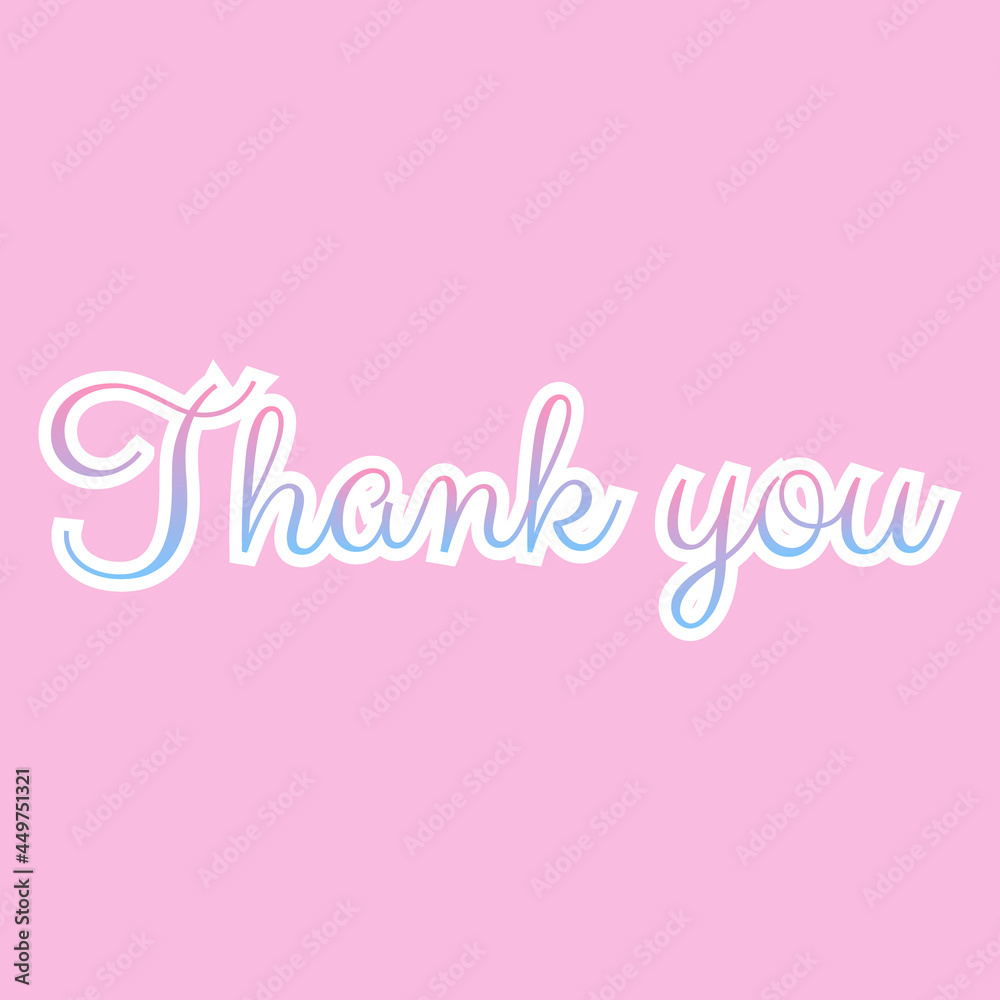Thank you lettering. Flat design with handwritten phrase. Vector illustration isolated on white background. For banner, postcard, sticker Thank you lettering. Flat design with handwritten phrase. Vector illustration isolated on white background. For banner, postcard, sticker