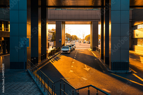 Foto Entrance of modern contemporary airport terminal in Kazan