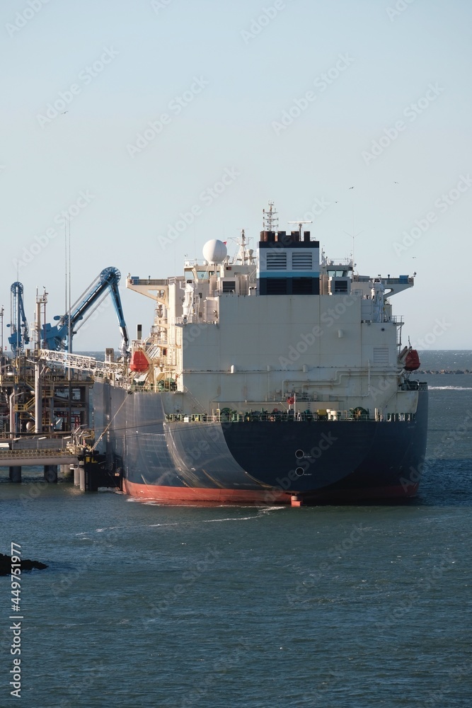 LNG carrier during loading operations in the port