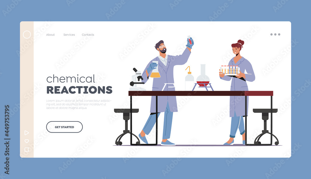Chemical Reactions Landing Page Template. Chemists Invent Medicine or Vaccine. Scientists Conduct Research or Experiment Chemical Reactions Landing Page Template. Chemists Invent Medicine or Vaccine. Scientists Conduct Research or Experiment