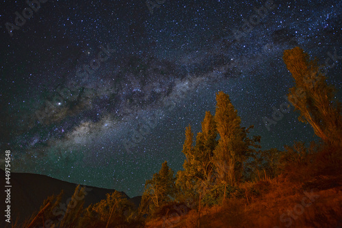 The beautiful Milky Way above the clear and dark sky above Pisco Elqui, Chile. photo