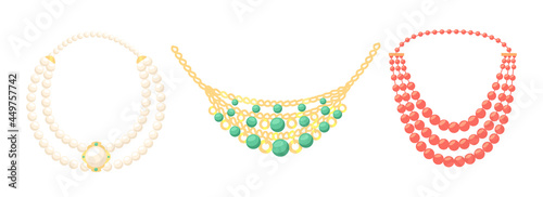 Necklace, Beads Boho Style Jewelry of Gold, Pears, Precious or Semi-precious Gemstones. Bijoux for Women, Bijouterie