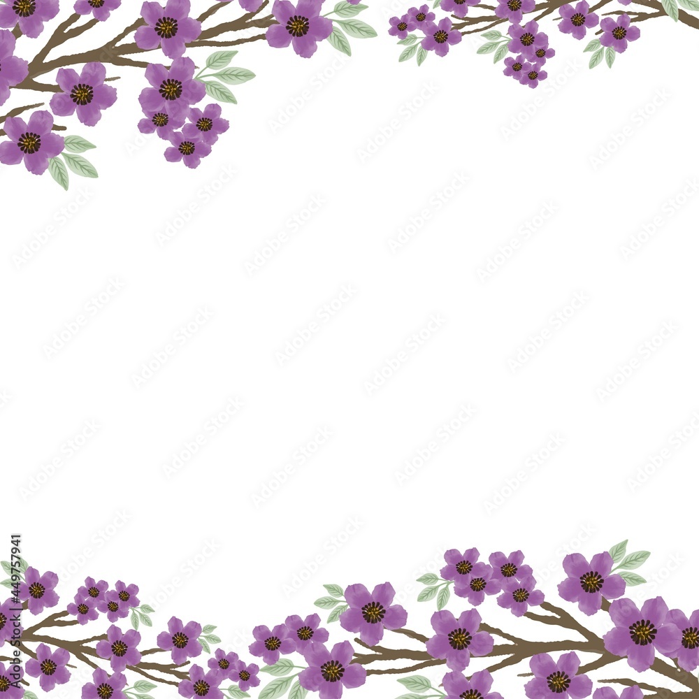 simple white background with purple flower blossom for greeting card