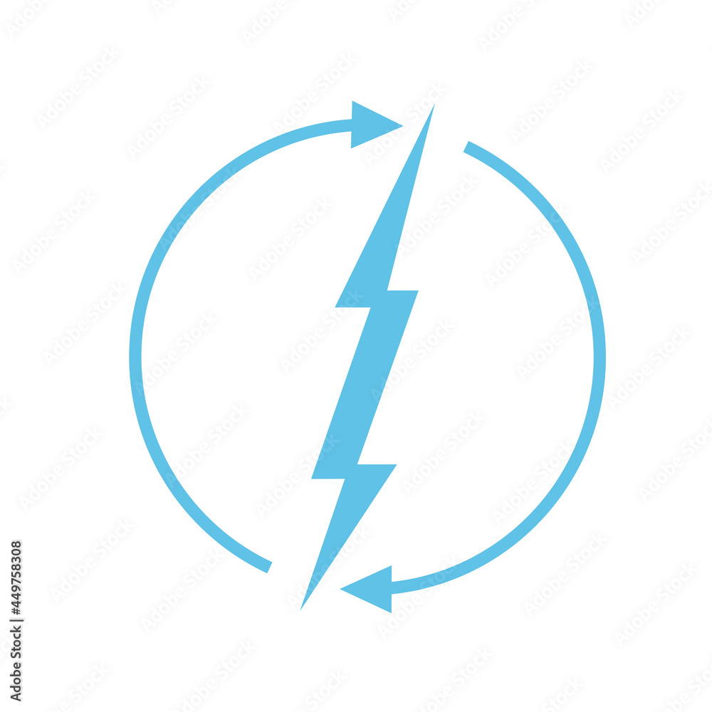 Renewable energy icon, graphic design template, lightning bolt, vector illustration Renewable energy icon, graphic design template, lightning bolt, vector illustration