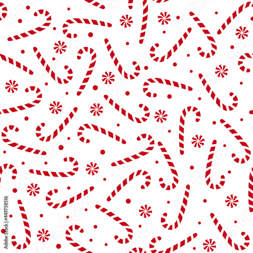Candy cane Christmas seamless pattern repeat vector