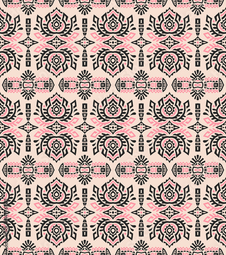 Abstract Ethnic Vector Seamless Pattern. Trendy boho tile. African textile design. Scandinavian ornament. Perfect for wallpaper, cloth, wrapping paper and other endless fill.