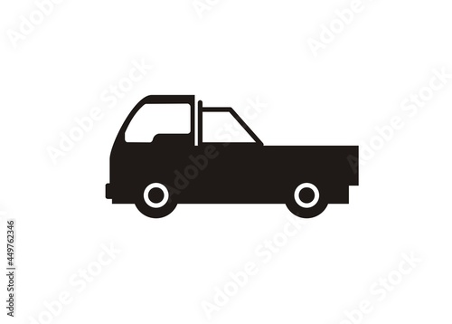 Pick up car. Simple illustration in black and white.