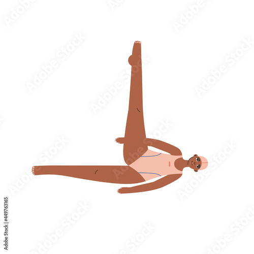 Synchronized swimming element. A Ballet leg Position. Vector illustration of a girl, swimmer. Artistic swimming concept.