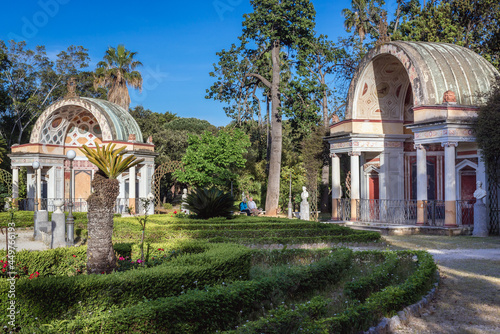 Exedras in Villa Giulia park, also known as Villa del Popolo in Palermo, capital of Sicily Island, Italy photo