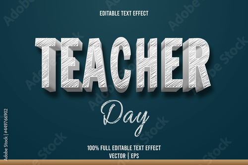 Teacher day editable text effect 3 dimension emboss cartoon style