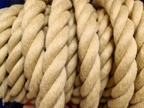 Obraz na płótnie Selective focus close up rope background. Low light rope texture.