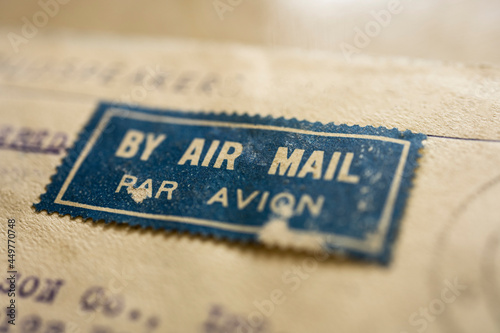 Vintage of air mail stamp photo